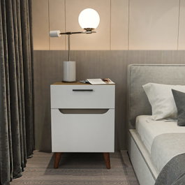 Hanah Home Losso Mesilla de Noche Blanco y Roble